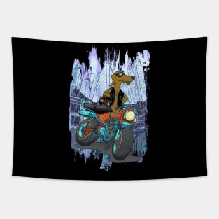 Daxhound and his motorcycle and background Tapestry