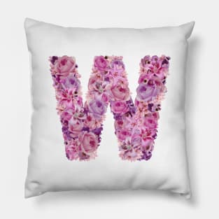 Pink Floral Letter W Pillow