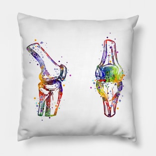 Knee Joint Anatomy Watercolor Painting Pillow