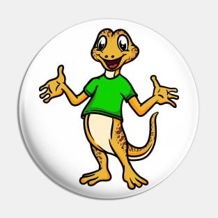 Cute Anthropomorphic Human-like Cartoon Character Gecko in Clothes Pin