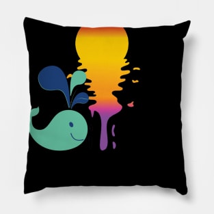 Vintage retro sunset art of zoo Pillow