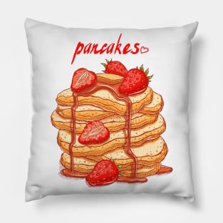 Strawberries Pancakes Hand Drawn Pillow