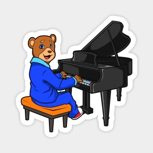 Cartoon bear plays the piano Magnet