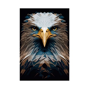 Triangle Eagle - Abstract polygon animal face staring T-Shirt