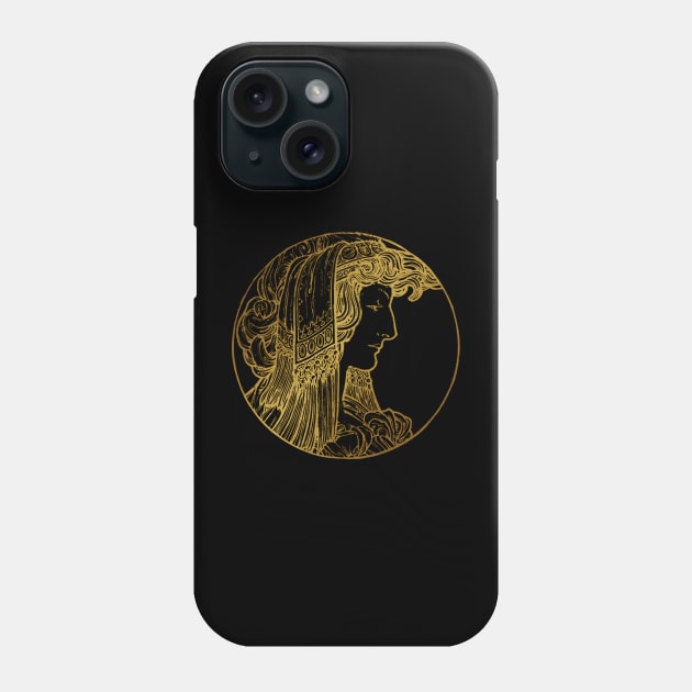 Art nouveau gold silhouette lady 7 Phone Case by Allbestshirts