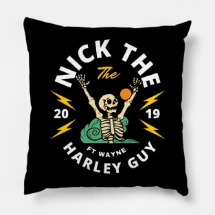 Nick The Harley Guy Skeleton Logo Pillow