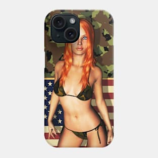 American Flag Camo Bikini Girl Phone Case