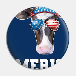 Funny Cow 4th of July Merica Pin