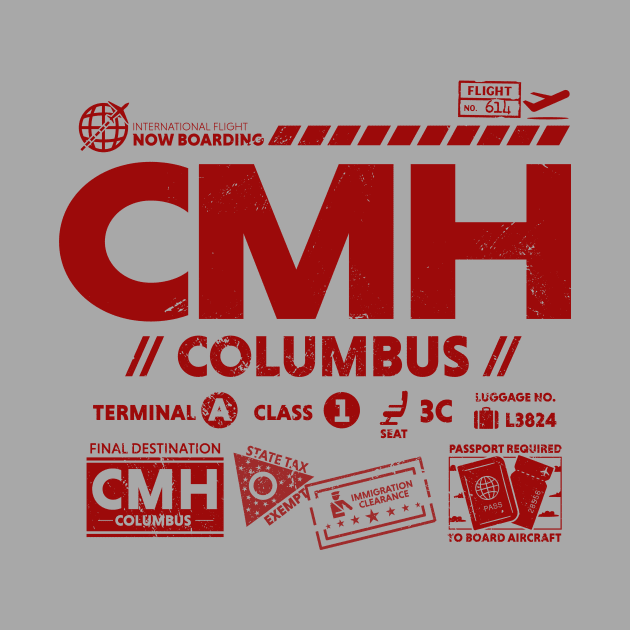 Vintage Columbus CMH Airport Code Travel Day Retro Travel Tag Ohio by Now Boarding