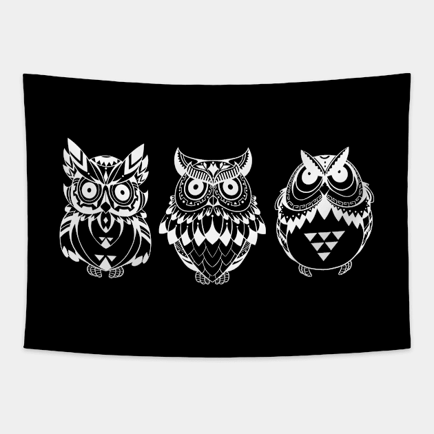 Owl - Decorative Owls Tapestry by KC Happy Shop