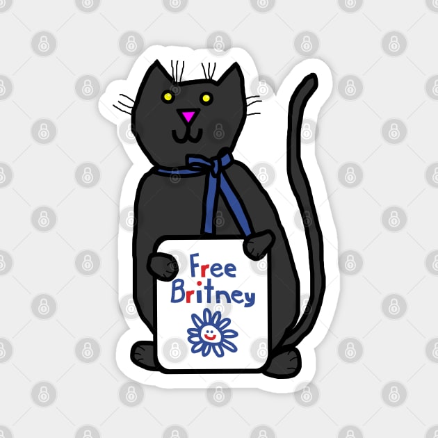 Cute Cat with Free Britney Sign Magnet by ellenhenryart