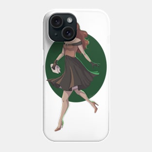 Elegant pinup on a green background Phone Case