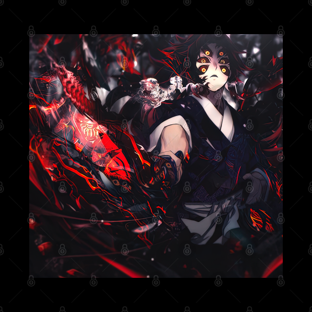 High Rank Demon Koku Kokushibo Demon Slayer Mask Teepublic 