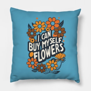 I can by myself flowers, vintage retro design Pillow