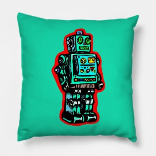 Little Toy Tin Robot Illustration Pillow