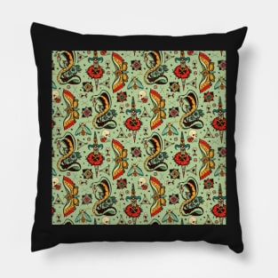 Green Snake Pattern Pillow