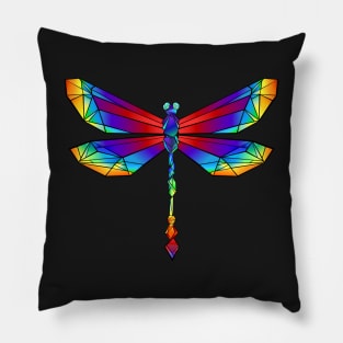 Rainbow Dragonfly - Polygonal Pillow