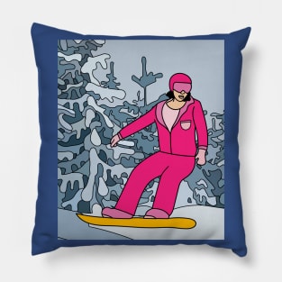 Skier Snow Mountains Extreme Sport Pillow