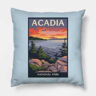 Acadia National Park Travel Poster Pillow