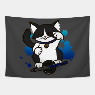 Onewheel Cat Long Hair Tuxedo Tapestry