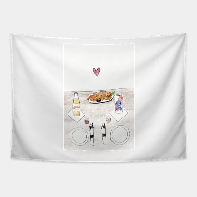 date night valentines day card Tapestry by oxrangejuice