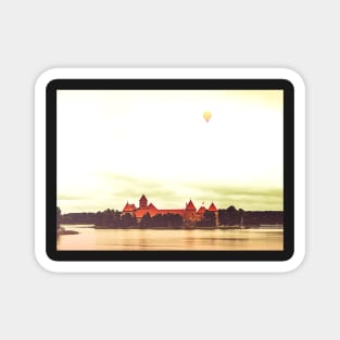 Yellow air balloon over red Castle Magnet