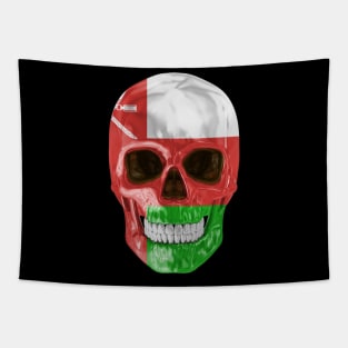 Oman Flag Skull - Gift for Omani With Roots From Oman Tapestry