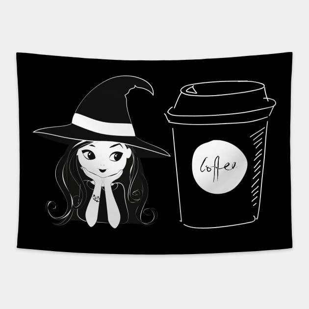 Witch Plus Coffee Tapestry by NICHE&NICHE