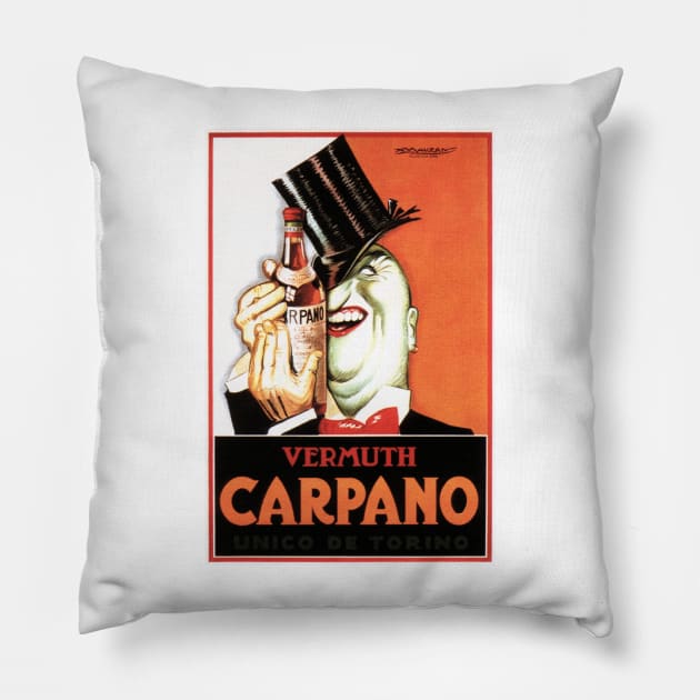 VERMOUTH CARPANO Italian Liqueur Wine Art Deco by Achille Mauzan 1927 Pillow by vintageposters