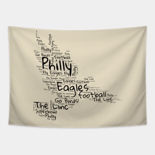 Philly birds black word art football Tapestry