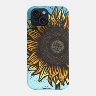 Summertime Sunflower Woodcut Phone Case