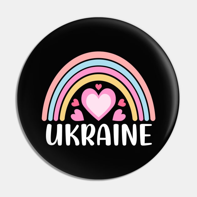 Ukraine Rainbow Heart Gift for Women and Girls Pin by JKFDesigns