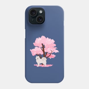 Samoyed Dog with Spring Sakura Tree Phone Case
