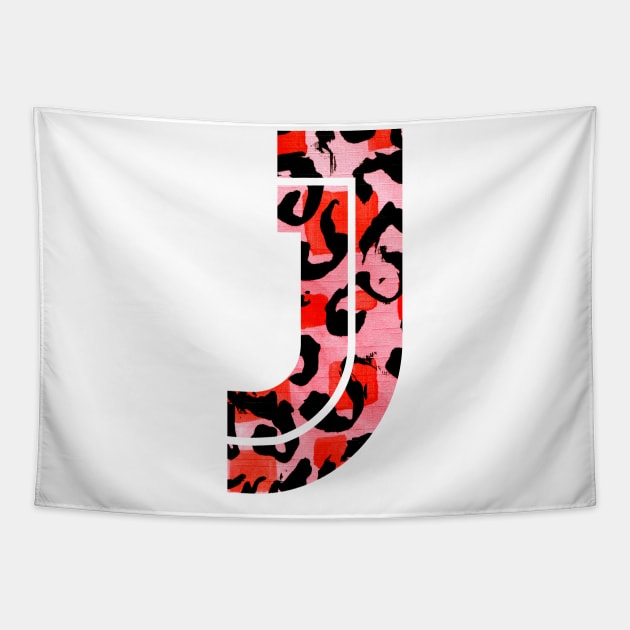 Abstract Letter J Watercolour Leopard Print Alphabet Tapestry by Squeeb Creative
