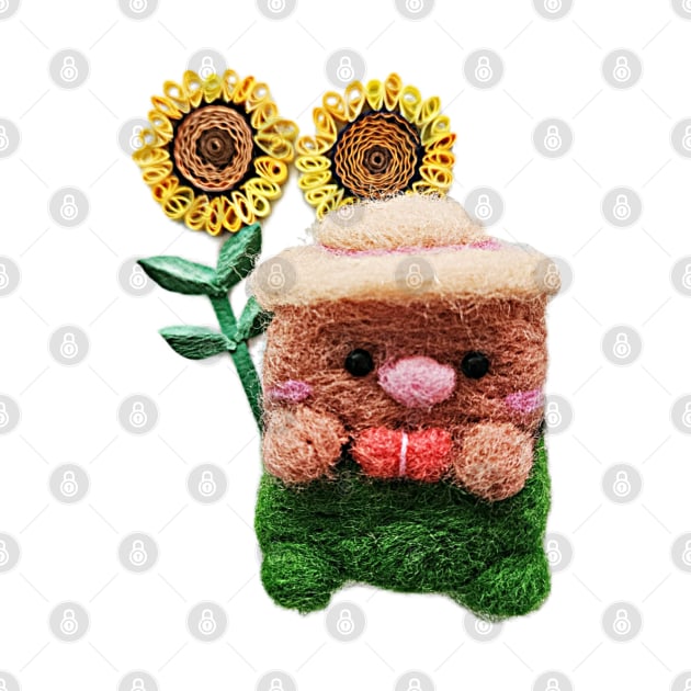 Felted farmer/ sunflower/Birthday /handmade/love/cute/little girl/baby/boy by solsolyi