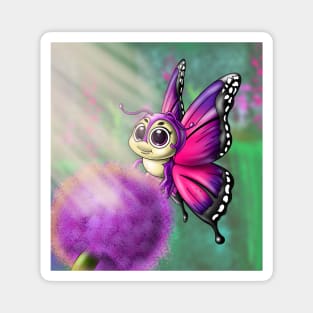 Purple Butterfly on Allium Magnet