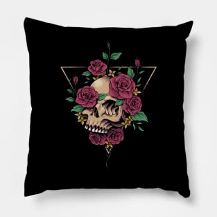 red rose skull Pillow