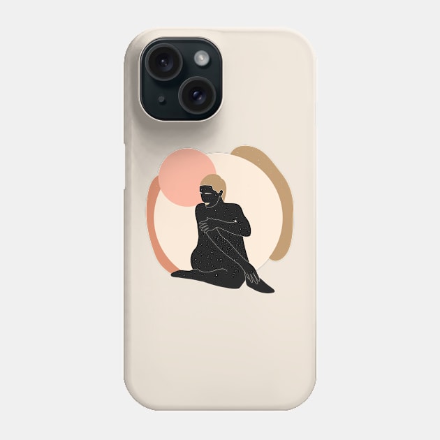 Cosmic Sun Moon Goddess Phone Case by MinimalLineARt