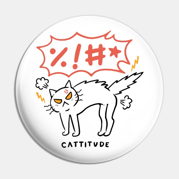 Cattitude Back Print Pin by Vincent Trinidad Art