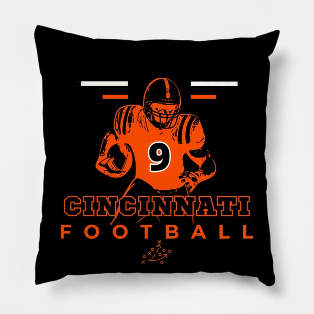 Cincinnati Football Vintage Style Pillow by Borcelle Vintage Apparel 