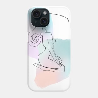 Illustration of abstract zodiac line art women, sign aries with constelation Phone Case