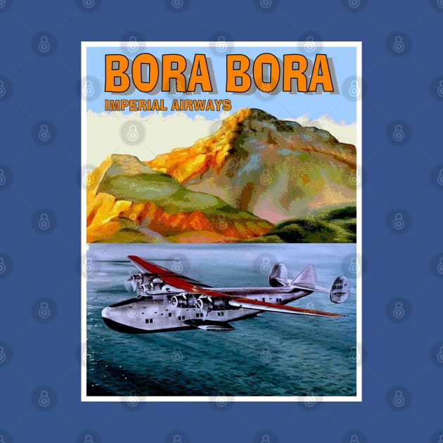 BORA BORA Vintage Imperial Airways Travel and Tourism Advertising Print by posterbobs