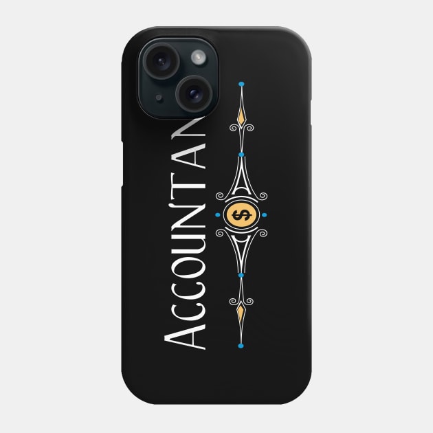 Accountant Decorative Line White Text Phone Case by Barthol Graphics