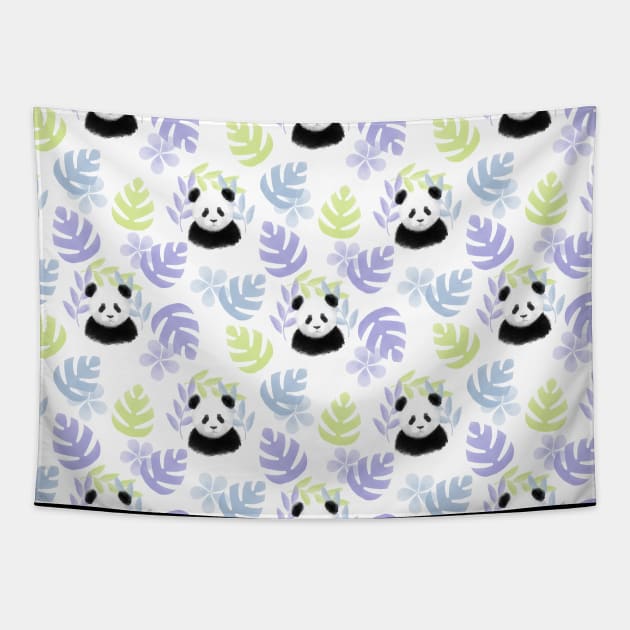 Honeydew, Lilac, and Sky Blue Panda Pattern - 1000Pandas by Amanda Roos Tapestry by 1000 Pandas