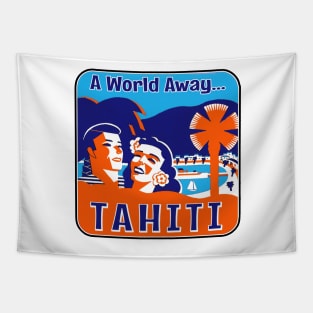 Tahiti Vintage Travel Pacific Ocean A World Away Luggage Tapestry