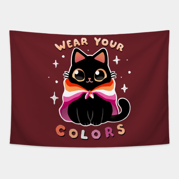 Lesbian LGBT Pride Cat - Kawaii Rainbow Kitty - Wear your colors Tapestry by BlancaVidal