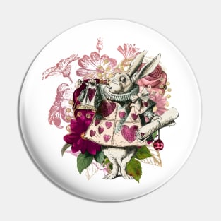 Alice in Wonderland White Rabbit Heart Card Pin