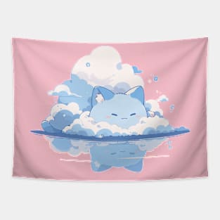 Cute Kawaii Fluffy Cloud Kitten Tapestry