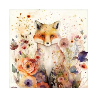 Fox, Watercolor Woodland Animals T-Shirt