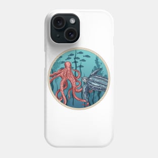 Round Sea Life Stamp Phone Case